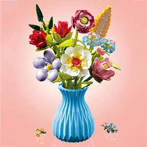 Bloques de Construcción de Partículas Pequeñas, Simulación de Flores, Ramo de Margaritas, Rosas y Jazmín, Juguete de Modelo - Product Image 3