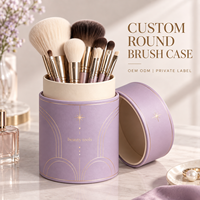Étui à pinceaux de maquillage OEM, rond, en carton rigide, avec feuille d'or, cylindrique, pour outils de beauté