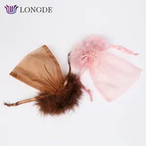 ODM Available Sheer Packaging Feather Organza Jewelry Gift Pouch Drawstring Organza Bags