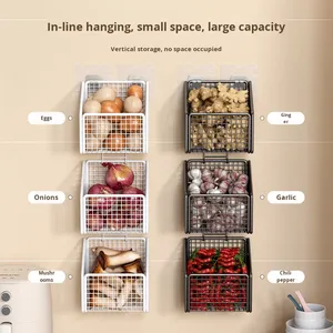 <span class=keywords><strong>Scatola</strong></span> di conservazione per verdure all'aglio con cipolla e zenzero in metallo, moderno e ecologico, <span class=keywords><strong>da</strong></span> cucina, cestino per appendere frutta senza trapano - Product Image 4