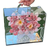 Umweltfreundliche Acryl-Blumenbox mit Spiegelboden und Griff, Geschenktasche für Hochzeiten und Partys, Vielseitig Einsetzbar