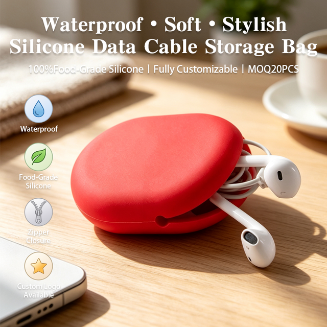 Silicone Earphone Data Cable Case Minimalist Water Resistant Portable Headphones Charging Cords Storage