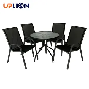 Uplion stackable chair 5 pcs Steel Frame Garden Dining Set for Terrace outdoor furniture garden