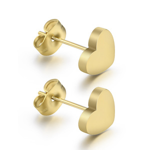 Heart-Shaped <b>Stud</b> <b>Earrings</b> 9mm Stainless Steel <b>Black</b> Gold Silver Color For Women Gift Jewelry - Product Image 5