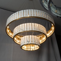 Lustre moderne en pierre naturelle de luxe à 3 niveaux, grand lustre en marbre et albâtre pour salon, hall d'entrée, hôtel, banquet