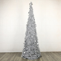 Grand sapin de Noël artificiel en PVC avec paillettes argentées, étoile sur le dessus, de haute qualité, réaliste, fin, pour l'intérieur/l'extérieur