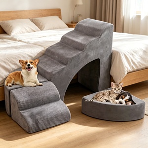 Escalier pour animaux de compagnie modulaire convertible - Pont d'accès pour chats - Plateforme hybride 4-en-1 détachable et réglable - Product Image 2