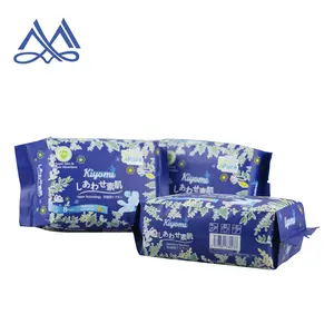 Compresas sanitarias de papel compuesto de algodón suave, superficie de malla no tejida, película de embalaje perforada, almohadillas sanitarias