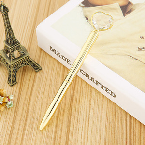 Fashion Heart Big Diamond Head Metal Ballpoint Pen Custom Logo Office Stationery <b>Wedding</b> Party Giveaway - Product Image 4