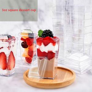 3oz Square Mini Dessert Cups with Lids 90ml Clear Plastic Shooter Cups for Party Yogurt <strong>Parfait</strong> Cheesecake <strong>Pudding</strong> Appetizers - Product Image 6