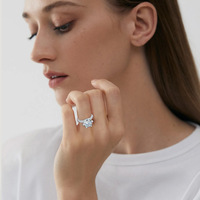 Bague pour femme en moissanite géométrique de 5 carats couleur D, super luxe, en argent sterling 925 plaqué or 18 carats, vente en gros transfrontalière