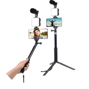 <span class=keywords><strong>Selfie</strong></span> nhiếp ảnh video cầm tay vlog đứng Tripod ổn định <span class=keywords><strong>Kit</strong></span> LED điền ánh sáng Microphone từ xa màn trập điện thoại máy ảnh ghi lại - Product Image 1