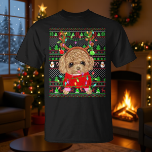 T-shirt de Noël Toy Poodle, design de pull moche, vêtements de vacances assortis pour la famille - Product Image 3