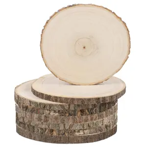 8 Pcs Large Unfinished Wood Slices Wood Slabs Natural Circle DIY Wood Centerpieces for Tables Wedding
