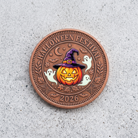 Pièce commémorative d'Halloween en cuivre massif antique, imprimée en UV en relief 3D, personnalisée directement en usine, pour cadeau souvenir de festival