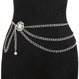 โซ่คล้องตัวแฟชั่นสีทอง หลายชั้น ดีไซน์รูปดอกไม้แบบโปร่ง สำหรับงานปาร์ตี้ - Product Image 3