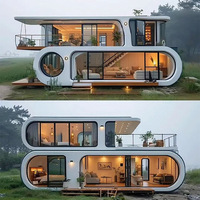 Maison capsule spatiale en acier à double couche grande capacité, étanche, préfabriquée, modulaire, type conteneur, appartement moderne, hôtel sous-sol