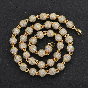 Collana Nuoya da 8mm per Donne, Catena Placcata <span class=keywords><strong>Oro</strong></span> con Micro Pavé di Zirconi, Gioiello con Perline Rotonde - Product Image 3