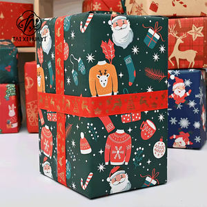 귀여운 전통 명절 선물 포장지 50*74cm, 크리스마스 및 생일 꽃무늬 크라프트지 선물 포장용 - Product Image 5