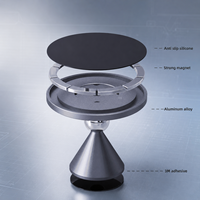 Support magnétique en alliage d'aluminium FY72-A - Hauteur réglable et base rotative pour tableau de bord de voiture, bureau et lit
