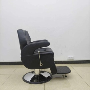 Fauteuil de Barbier Hydraulique Vintage Noir Européen Inclinable, Chaise de Coiffure Pivotante à 360 Degrés, Réglable en Hauteur, en Cuir - Product Image 6
