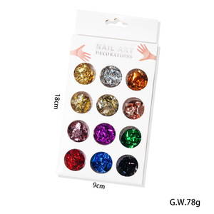 En gros, Feuilles métalliques dorées en résine pour bijoux, peinture d'ongles et artisanat, et ensemble de paillettes dorées, argentées et rose pour ongles - Product Image 6