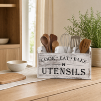 Boîte de rangement en bois de style moderne à 3 compartiments avec poignées découpées, écologique pour la vaisselle