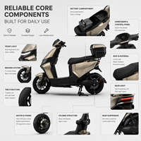 Trottinette Électrique Commuter E-Moped Or Champagne Phare LED Top Box Conduite Urbaine Adulte Vente en Gros Usine OEM Directe