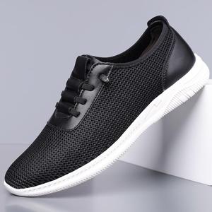 Chaussures de marche en mesh à bout rond, lacets, respirantes, légères, semelle en caoutchouc, chaussures décontractées pour hommes, printemps - Product Image 1
