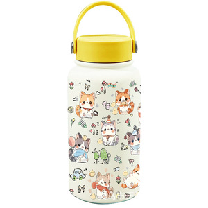 Bouteille d'eau isotherme en acier inoxydable pour enfants, 600 ml, avec poignée, motif mignon, <span class=keywords><strong>thermos</strong></span> pour l'école, les voyages et les sports - Product Image 6