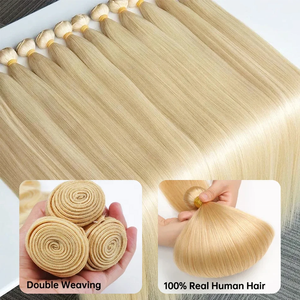 100% Raw <span class=keywords><strong>Remy</strong></span> cutícula rubio miel extensión del cabello humano, 613 virgen platino Rubio Paquete de pelo al por mayor - Product Image 5