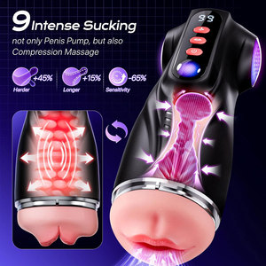 Juguete Sexual Masculino Controlado por Aplicación, 9 Modos de Succión, 9 Modos de Vibración, Textura 3D, Funda Suave con Calefacción, Masturbador Masculino de Bolsillo con Pantalla LCD - Product Image 4