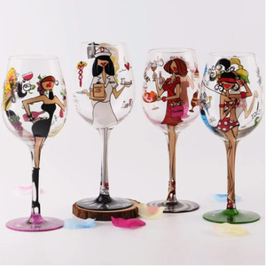 Copa de cristal pintada a mano personalizable 2024, diseño único, copas de vino con patrón de logotipo personalizado para vino tinto - Product Image 1