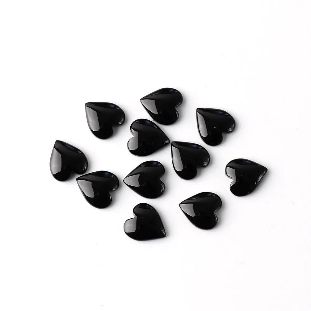 Onyx hitam alami grosir 8mm 10mm 12mm batu longgar Cabochon bentuk hati produk istimewa batu akik hitam Onyx kualitas tinggi