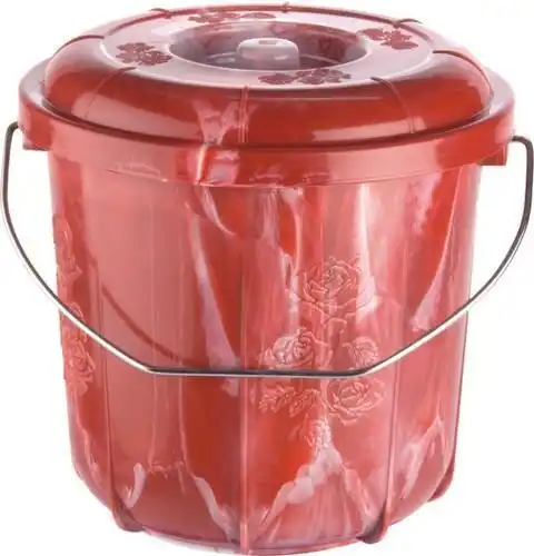 Plastik çift renkli yuvarlak şeffaf kırmızı yeni malzeme fabrika fiyat kova 5 litre kapaklı