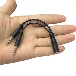 3,5mm 1 Buchse zu 2 Stecker Mini Mic Y Splitter Aux Audio kabel TRS Stereo Audio Kabel für Headset Lautsprecher Iphone Android 12cm