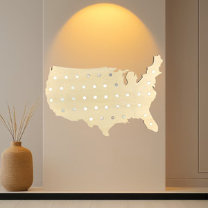 Décoration murale style européen avec support de rangement en forme de pays de golf, sans perçage, brun clair, irrégulier, fait main - Product Image 4