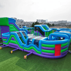 Parque temático inflable de alquiler grande con diseño de carrera de obstáculos inflable personalizado comercial con tobogán para interiores y exteriores - Product Image 1