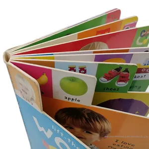 Yimi paper Early education books first words tab English baby board book with paper printing service
