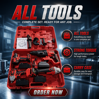 Kit d'outils électriques multifonctionnels à batterie au lithium avec 4 types d'outils sans fil pour la construction, la rénovation et les travaux de réparation à domicile