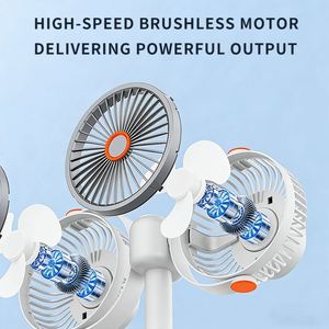 Wholesale Dual <b>Head</b> Rechargeable Camping Type-C Quiet Oscillating Battery Powered <b>Fan</b> With Hook for Tent & Desk Use - Product Image 3