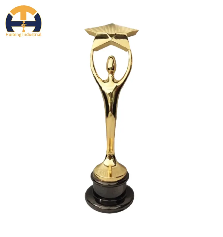 Directe Verkoop Metalen Logo Custom Trofee Award Goud Metalen Aluminium Ster Vrouw Metalen Ornamenten Trofee Cup