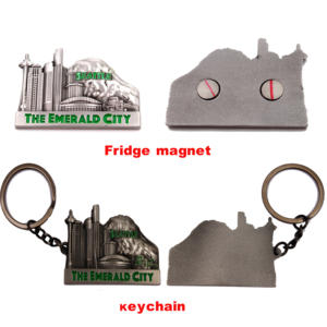 Souvenir personnalisé USA Seattle Emerald City <span class=keywords><strong>Skyline</strong></span> Sculpture Building Porte-clés en métal pour USA City Travel Souvenir Keychain - Product Image 4