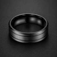 Bague d'éternité unisexe en acier titane, style décontracté, géométrique en U, rainurée et biseautée, finition mate, personnalisable, vente en gros JLM