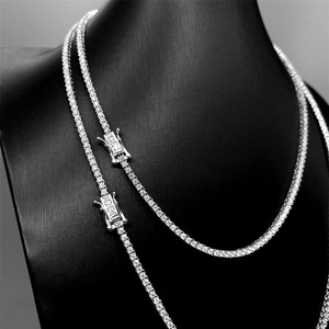 Cadena de tenis Hip Hop de plata 925 chapada en oro rosa con moissanita VVS, collar de joyería Ice Out para hombre y mujer - Product Image 3