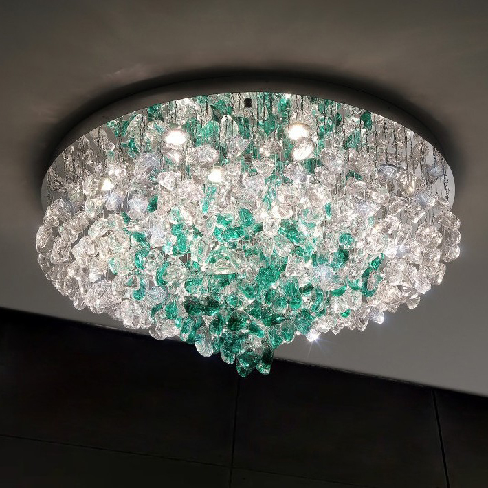High Quality Modern Stainless Steel and Glass LED Dining Room Ceiling Lamp for Living Room Home Decor