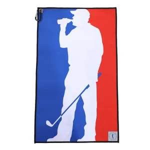 Serviette de golf en microfibre à impression personnalisée avec mousqueton