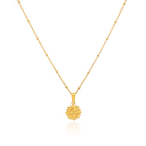 Myneck caliente nueva <span class=keywords><strong>fuente</strong></span> de joyería de moda 18k chapado en oro de acero inoxidable deslustre libre de moda Neo gótico sol colgante collar mujeres - Product Image 1