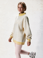 Sweat-shirt léger pour femme à pois, col montant, longueur allongée, avec logo brodé personnalisé