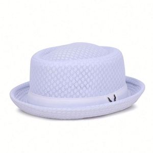Sombrero de paja plegable para hombre, estilo Pork Pie, transpirable, con visera plana, ideal para viajes, venta al por mayor, estilo británico, de malla, para verano. - Product Image 6